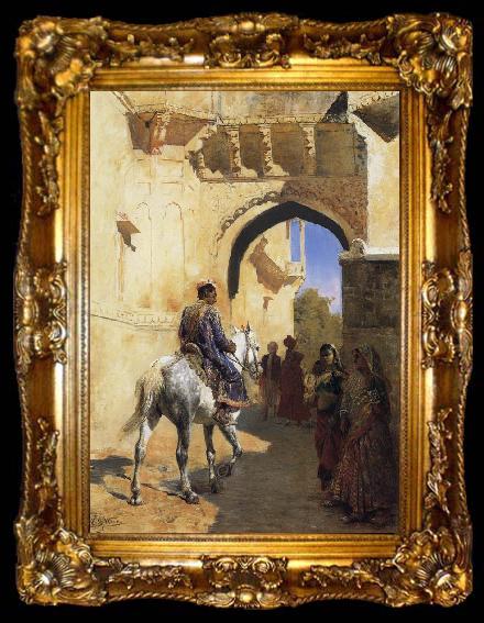 framed  Edwin Lord Weeks A Street SDcene in North West India,Probably Udaipur, ta009-2